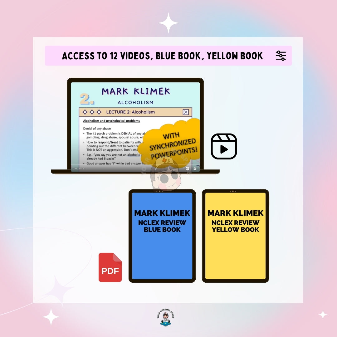 NCLEX Ultimate Bundle based on Mark Klimek | Blue, Yellow, Review Notes, and Bonus NCLEX prep Notes and links | Instant Access