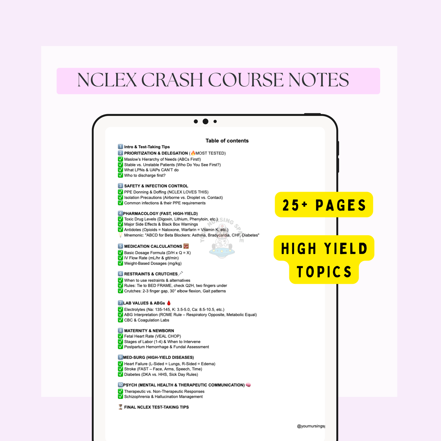 2025 NCLEX Crash Course Notes | High-Yield Study Guide & Test-Taking Strategies