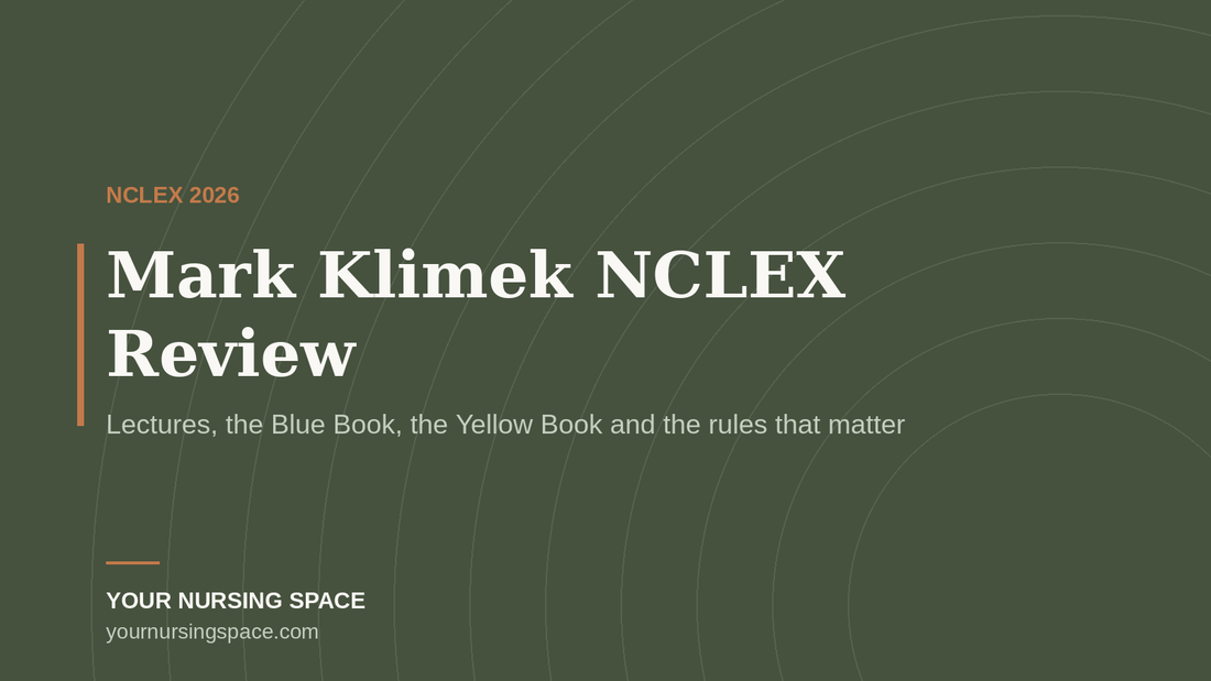 Mark Klimek NCLEX review 2026: lectures, Blue Book, Yellow Book and the rules explained