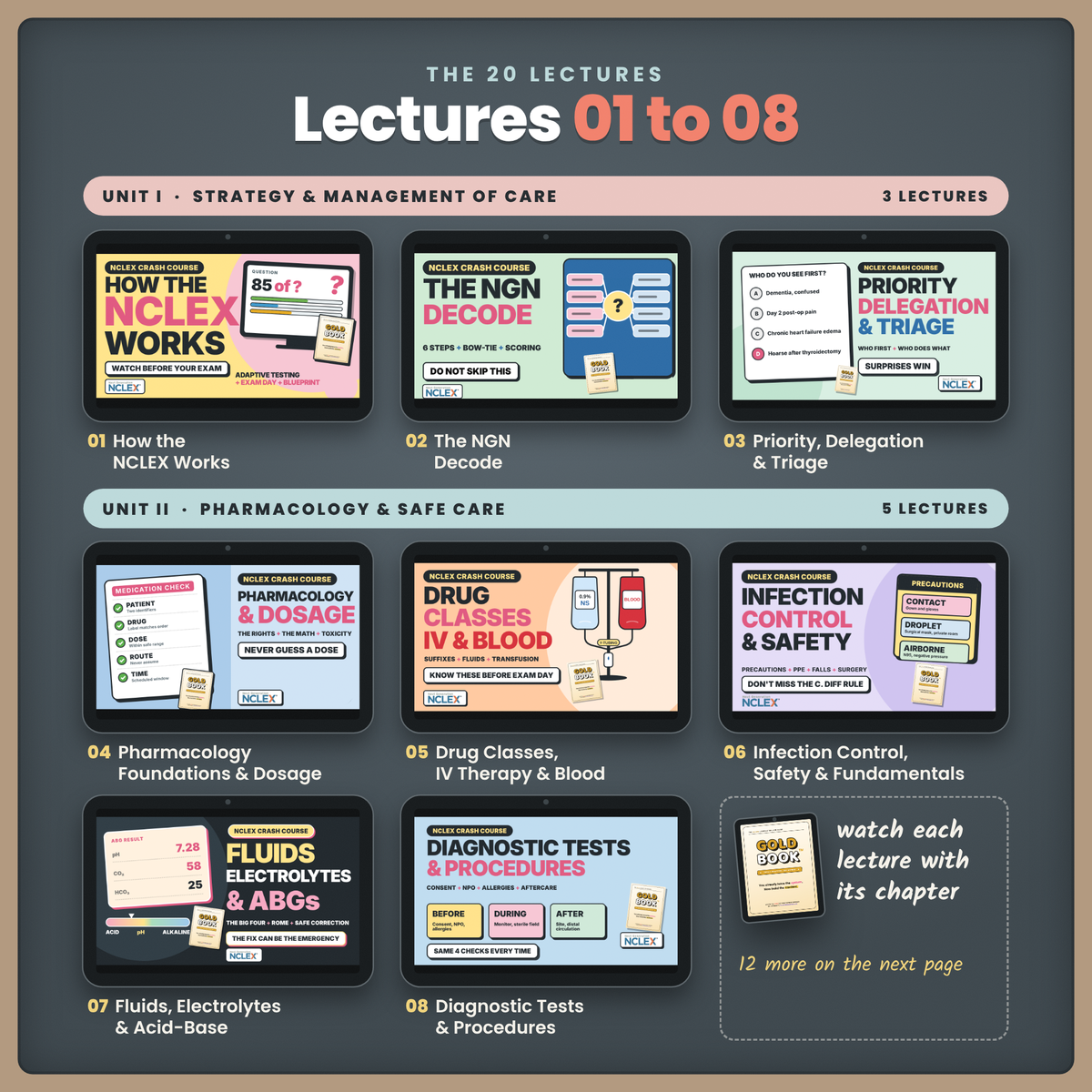 The NCLEX CORE Bundle: Pink Book, Gold Book + 20 Video Lectures