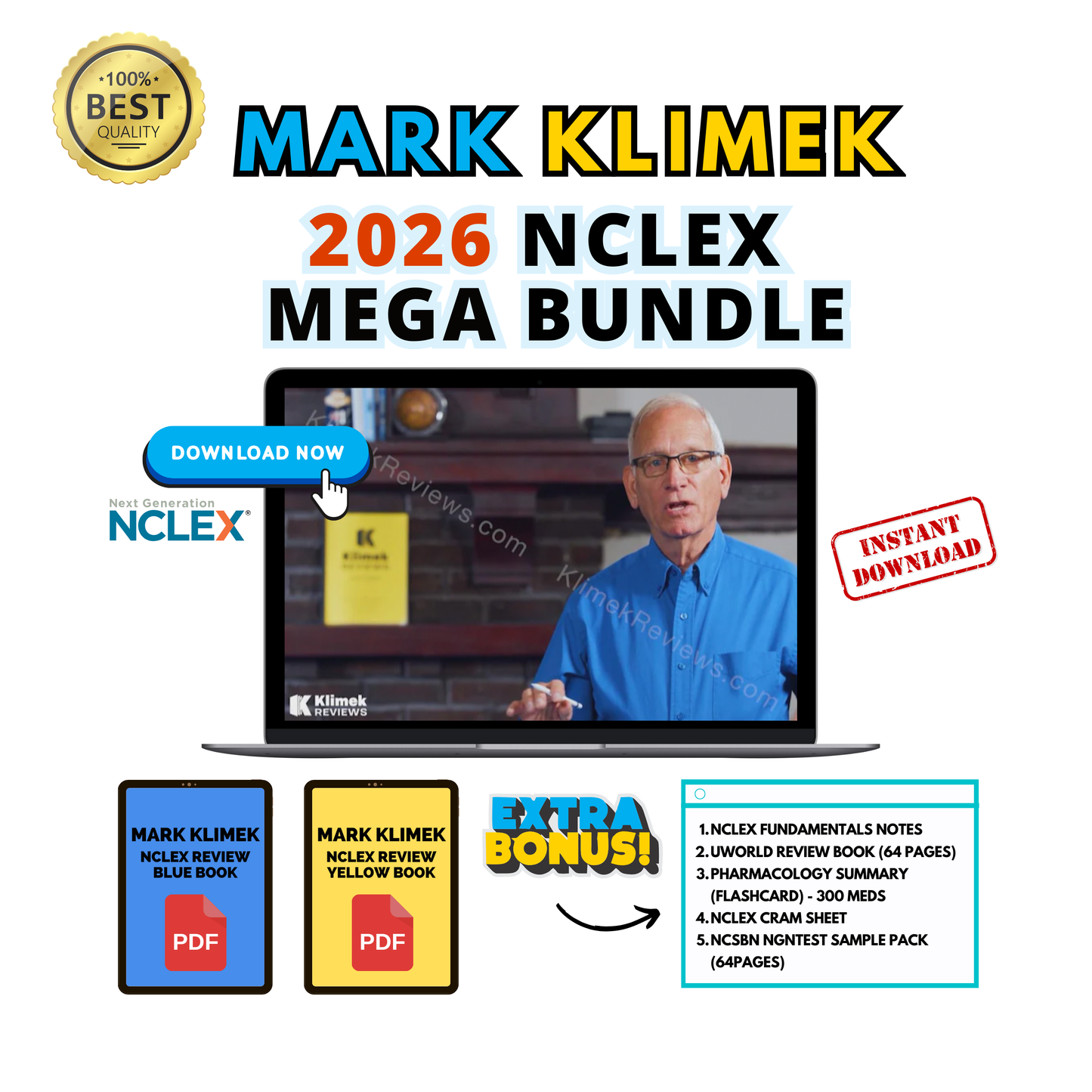 Mark Klimek 2026 NCLEX Review: Video Lectures + PDF Study Guides