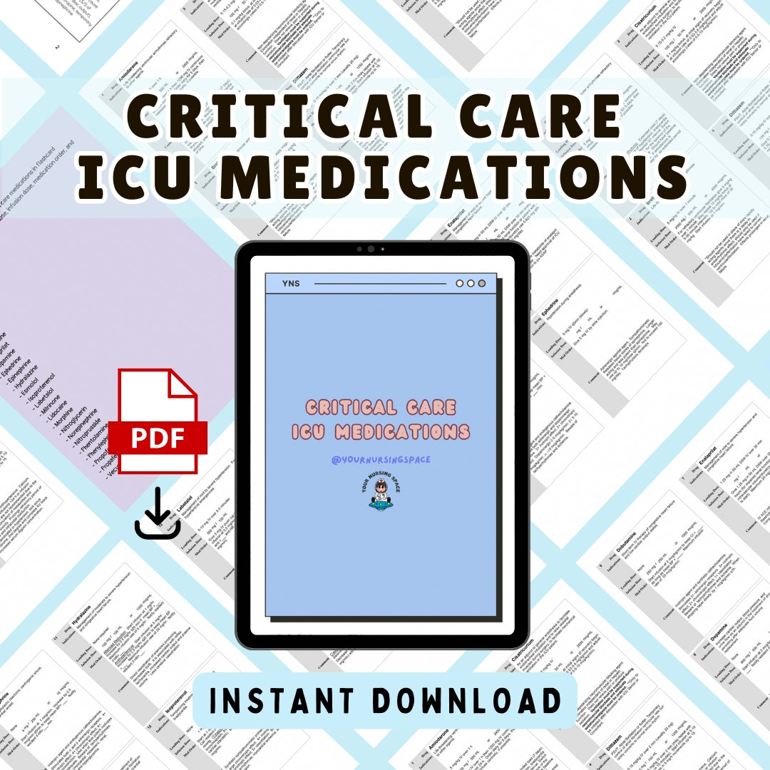 Critical Care Nursing Medications Flashcards for ICU nurses and NCLEX prep - cover