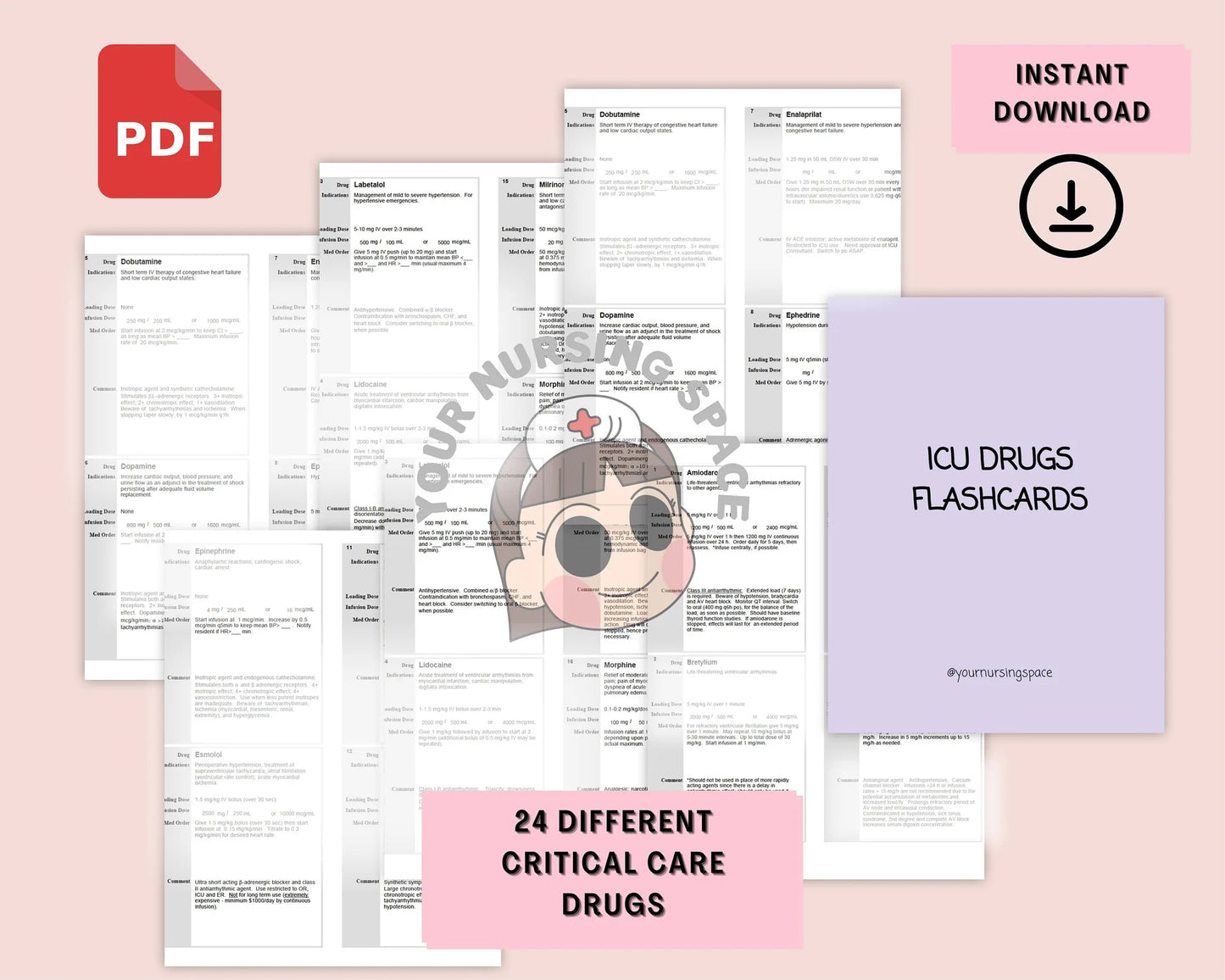 Vasopressor and inotrope flashcards sample - ICU medications quick reference
