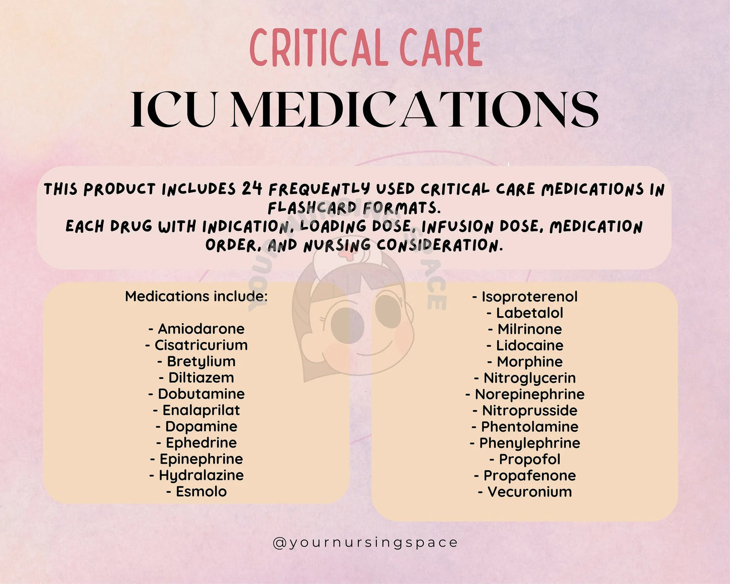 Sedation and analgesia drug flashcards - critical care nursing reference