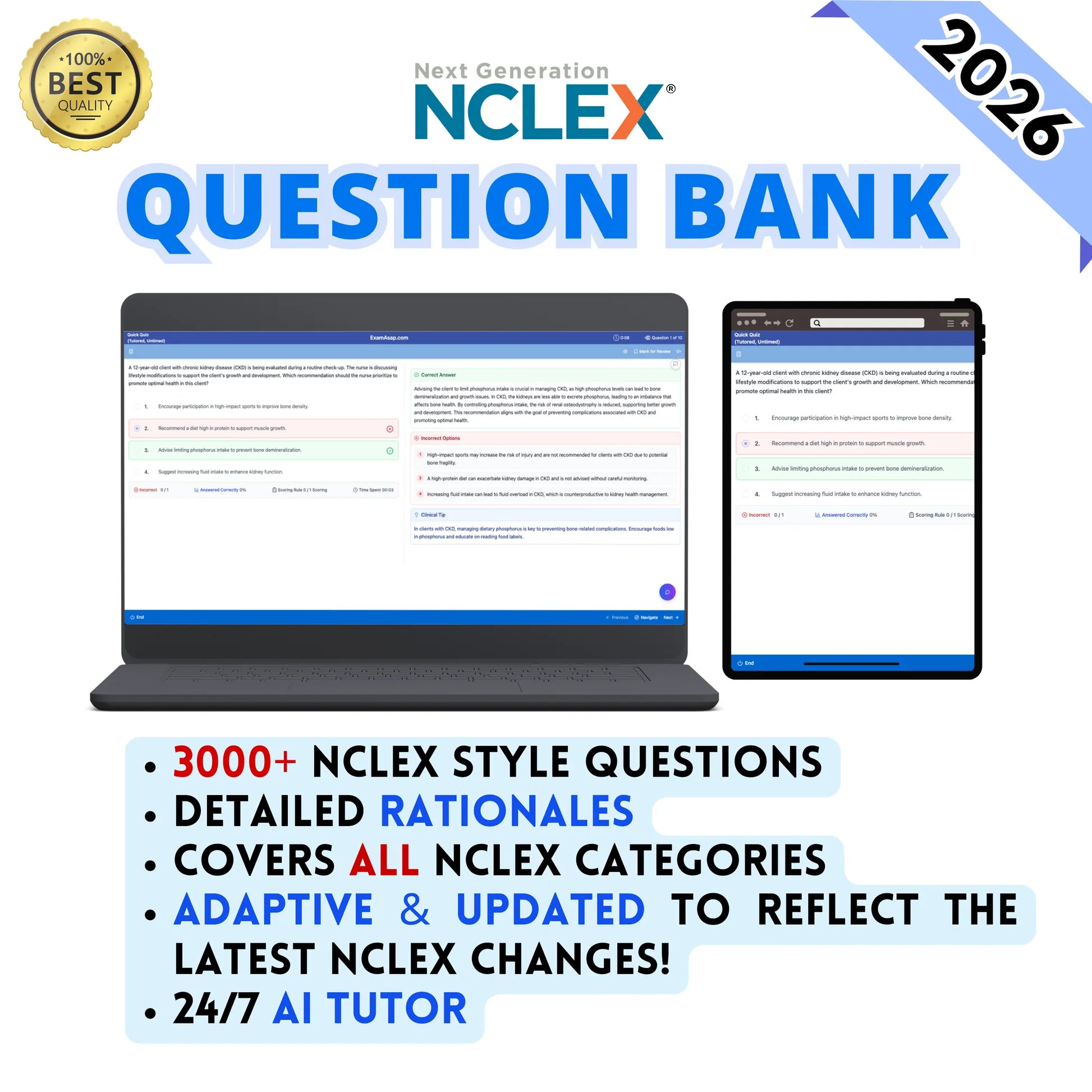3,000+ NCLEX Question Bank for RN and PN - NGN practice questions cover