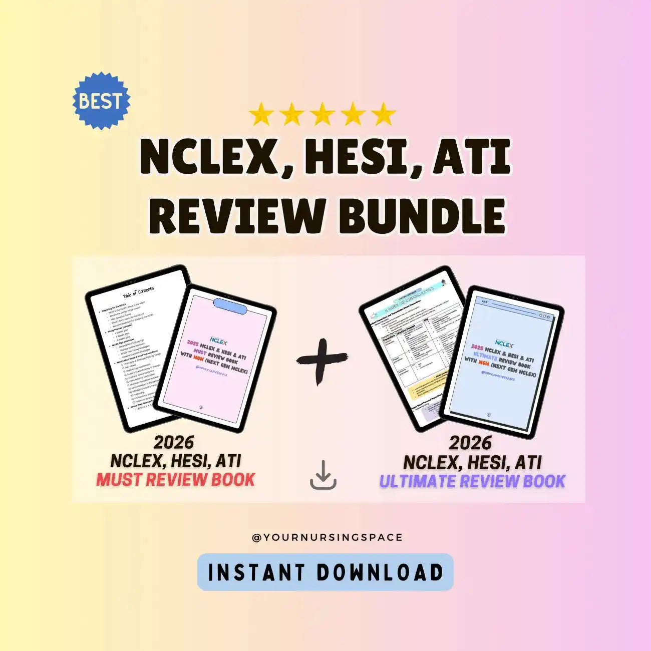 Next Gen NCLEX, HESI, ATI Preparation Bundle | NCLEX Must Review Book + NCLEX Ultimate Review Book