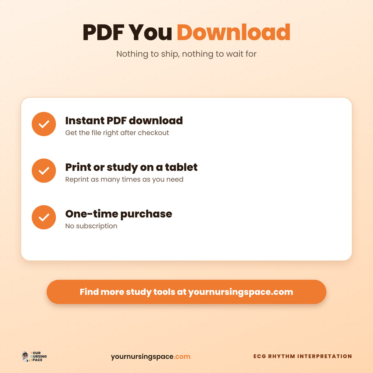 ECG interpretation guide for nurses, instant PDF download