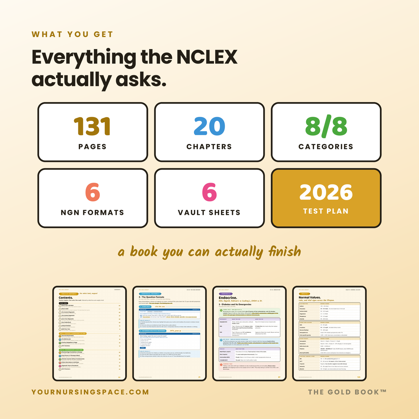 NCLEX Content Review Guide 2026 | Gold Book | 20 Chapters + Quick Reference Vault | Instant PDF