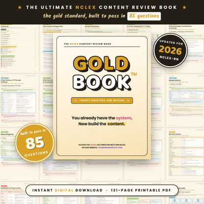 NCLEX Content Review Guide 2026 | Gold Book | 20 Chapters + Quick Reference Vault | Instant PDF
