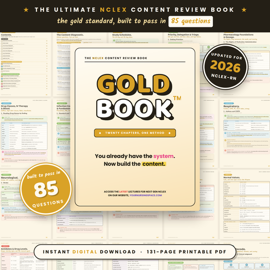 NCLEX Content Review Guide 2026 | Gold Book | 20 Chapters + Quick Reference Vault | Instant PDF