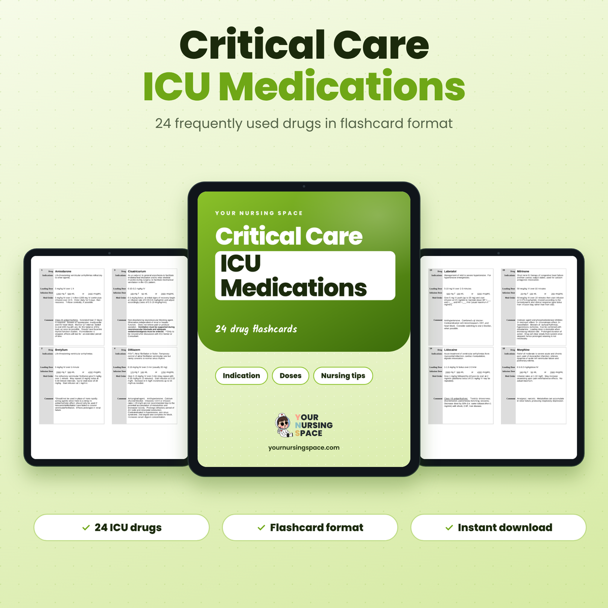 Critical care nursing medication flashcards PDF for ICU nurses