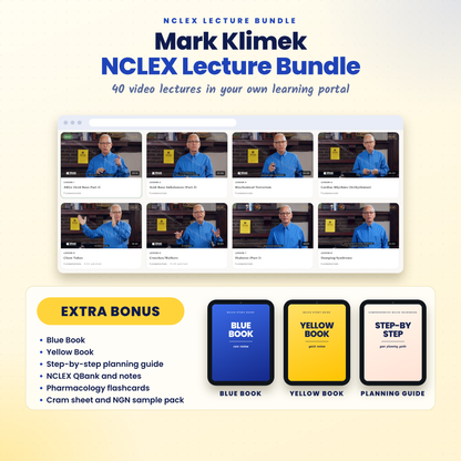 NCLEX Mega Bundle: Mark Klimek Lecture Series + Blue & Yellow Book PDF (2026)