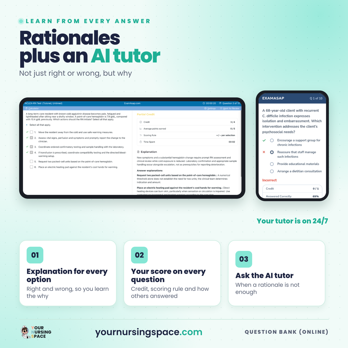 NCLEX Question Bank: rationales and tutor