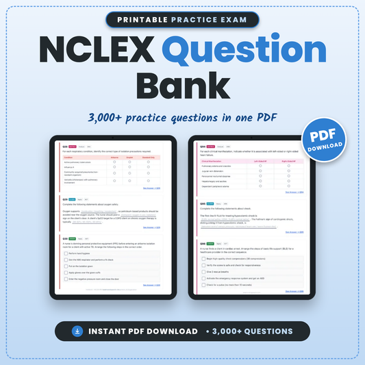 NCLEX Printable Practice Exam: 3,000 Questions (PDF, 2026)