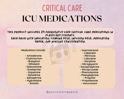Critical Care Nursing Medications Flashcards