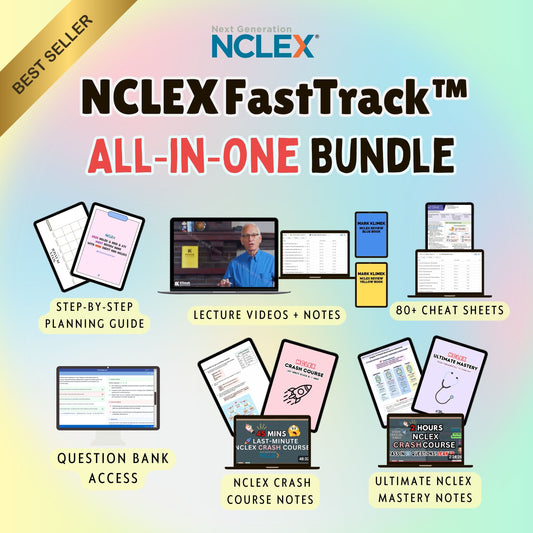 NCLEX FastTrack™ All‑in‑One Bundle — 5‑Step Study Roadmap with Personalized Planner, High‑Yield Lectures, 3 000 + CAT Q‑Bank & Crash Courses
