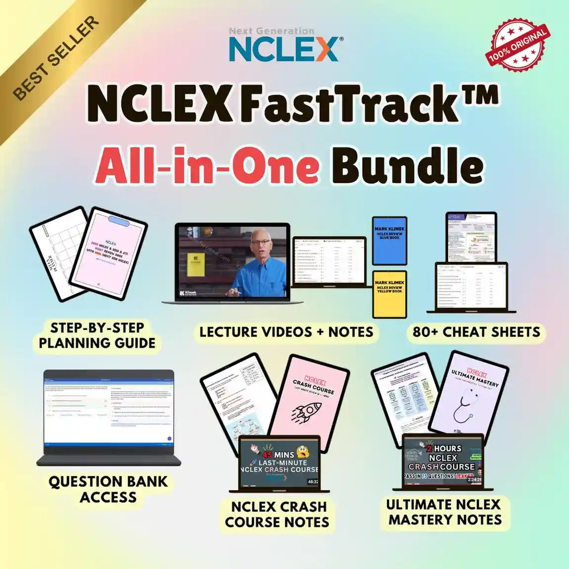 NCLEX FastTrack™ All‑in‑One Bundle — 5‑Step Study Roadmap with Personalized Planner, High‑Yield Lectures, 3 000 + CAT Q‑Bank & Crash Courses