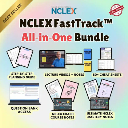 NCLEX FastTrack™ All‑in‑One Bundle — 5‑Step Study Roadmap with Personalized Planner, High‑Yield Lectures, 3 000 + CAT Q‑Bank & Crash Courses