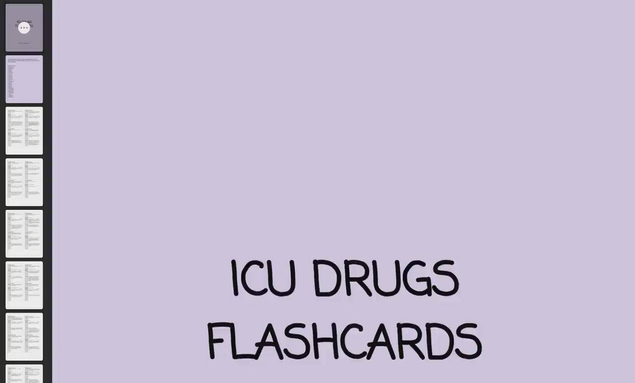 Critical Care Nursing Medications Flashcards